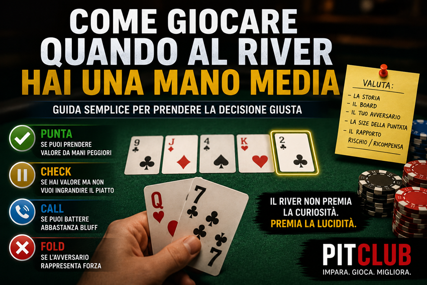 Come giocare quando al river hai una mano media nel poker