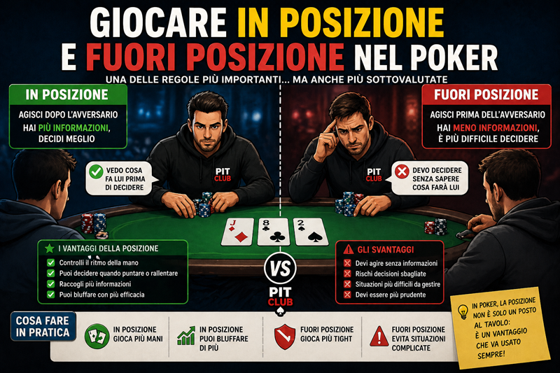 Differenza tra giocare in posizione e fuori posizione nel poker