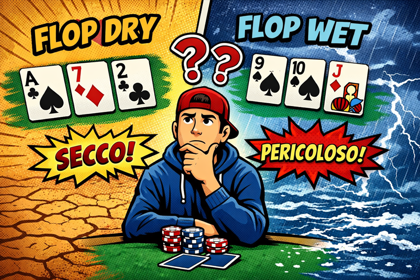 Come leggere il board nel poker: riconoscere texture dry e wet