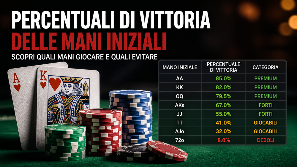 Percentuali di vittoria delle mani iniziali