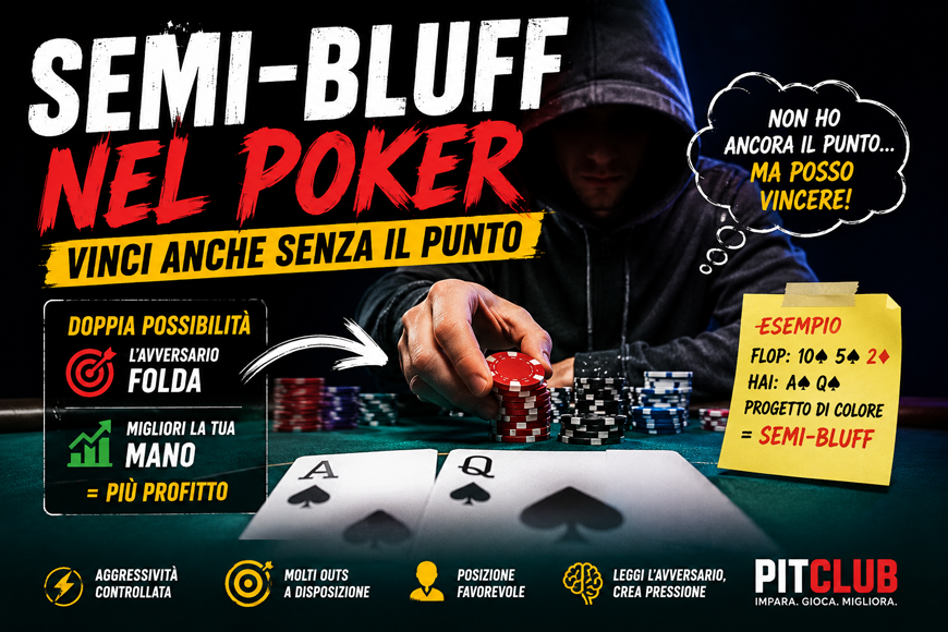 Semi-Bluff nel Poker Texas Hold’em: come vincere anche senza il punto